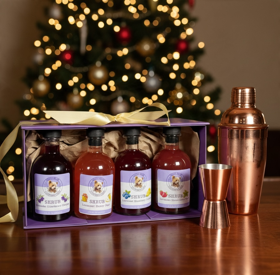 Lavender Drinking Shrub Sampler Set | Cocktail & Mocktail Gift | Small-Batch Farm-Made