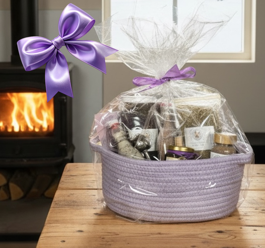 Coffee & Tea Lovers Gift Basket | Lavender Tea, Syrup Kits, Latte Dust & Honey | Farm-Made Gift in a Woven Basket
